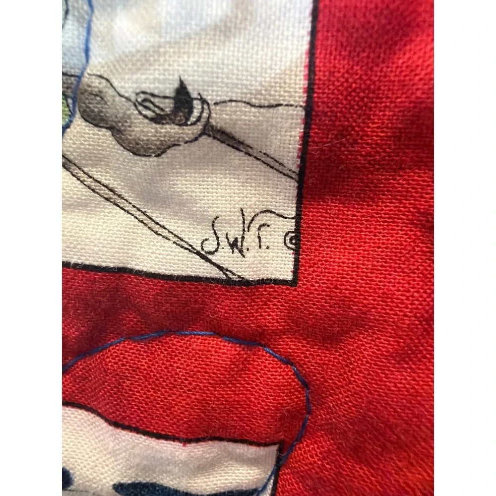 Vintage Animal Alphabet Baby Quilt Handmade Nursery Blanket Red Green Blue 48x41